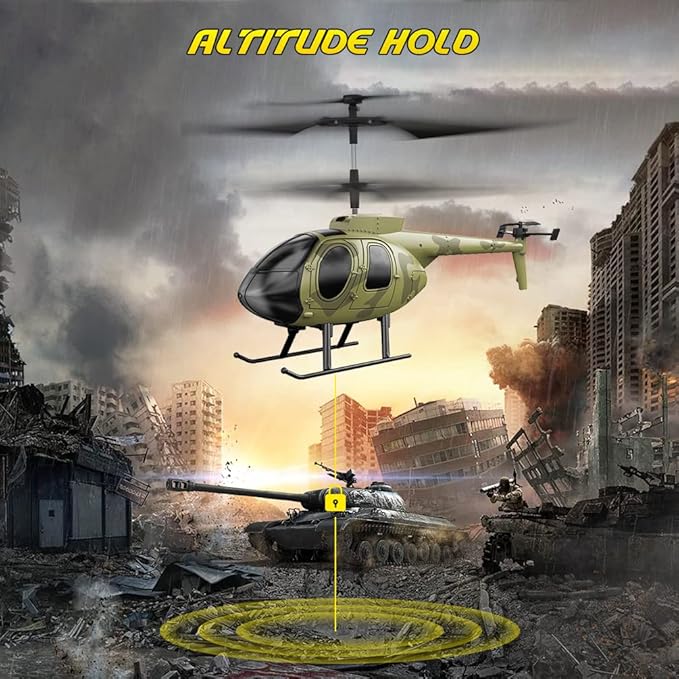 VATOS Remote Control Helicopter for Kids, Camouflage RC Helicopter, 2.4GHz Radio Controlled Airplane with Gyro 3 Channel Indoor Toy, One-Key Take-Off, Gift for Boys Adults
