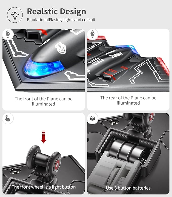 Geyiie Plane Toys for Kids, Diecast Airplane Toys Military Fighter Jet Toys with Led Light, Stealth Bomber Toy Aircraft Flying Toys for Boys Girls Party Favor Gifts, Outdoor Indoor, 2 Pack