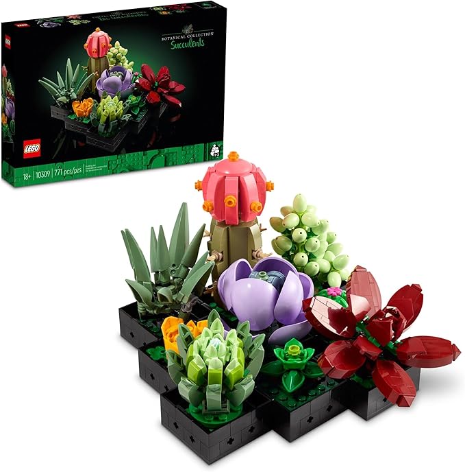 LEGO Botanicals Succulents - Artificial Indoor Plant Building Set for Home, Kitchen, Desk Decor Adults Ages 18+ - Gift for Graduation - 10309