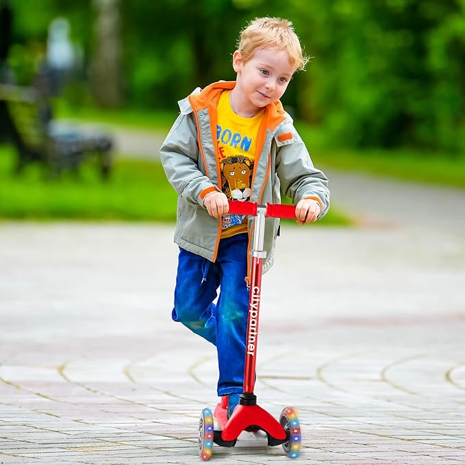 Kids 3-Wheel LED Kick Scooter - Adjustable Height, Lean-to-Steer for Boys & Girls Ages 3-8