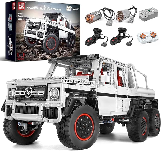 Mould King 13061 Off-Road Pickup Trucks Building Kits Toy, 6x6 MOC Building Blocks Model Off-Road Vehicle with Motor/APP Remote Control, Gift for Kids Age 8+/Adult Enthusiasts(3686 Pieces)