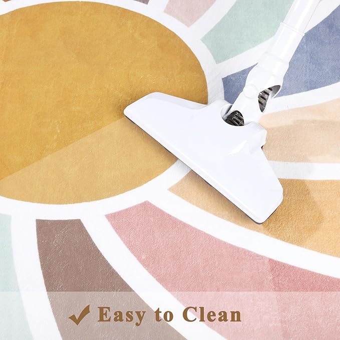 Topotdor Sun Rainbow Nursery Rugs,Colorful Boho Kids Rug Ultra Soft Washable Non Slip Area Rug for Bedroom Perschool Classroom,47"x70"