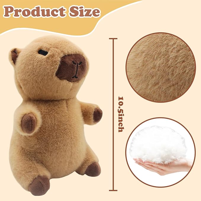 Capybara Plush with 11 Pcs Costume and Accessories,Capybara Plush Dress Up Toy,Adorable Capybara Gifts for Boys and Girls, Birthday Gift