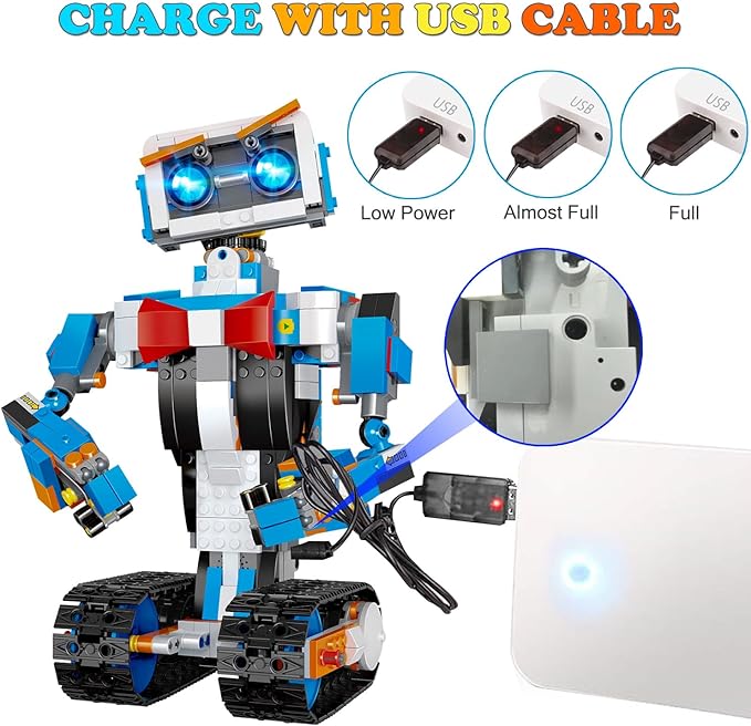 OKK Robot Building Toys for Boys, STEM Projects for Kids Ages 8-12, Remote & APP Controlled Engineering Learning Educational Coding DIY Building Kit Rechargeable Robot Toy Gifts for Girls (635 Pieces)