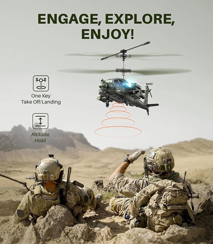 SYMA RC Helicopters, S51H Remote Control Helicopter 2.4GHz Military Army Toys for Boys Girls Kids with Altitude Hold, One Key Take Off/Landing, LED Light, Low Battery Reminder