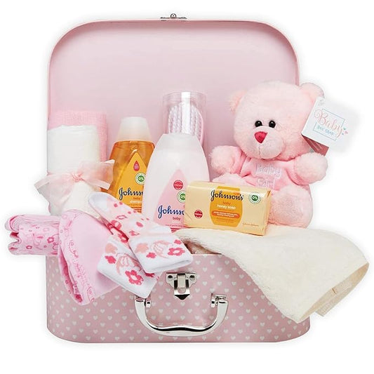 Baby Box Shop Baby Shower Gifts for Girl, Newborn Essentials in a Pink Baby Girl Hamper for New Born