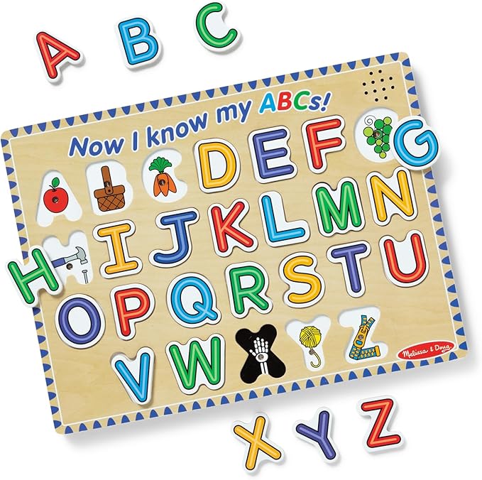 Melissa & Doug Wooden Alphabet Sound Puzzle - Wooden Puzzle with Sound Effects (26 pcs) - FSC Certified