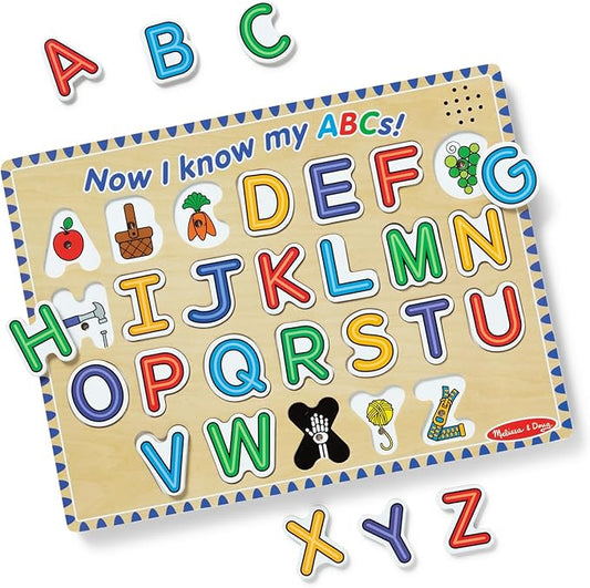 Melissa & Doug Wooden Alphabet Sound Puzzle - Wooden Puzzle with Sound Effects (26 pcs) - FSC Certified
