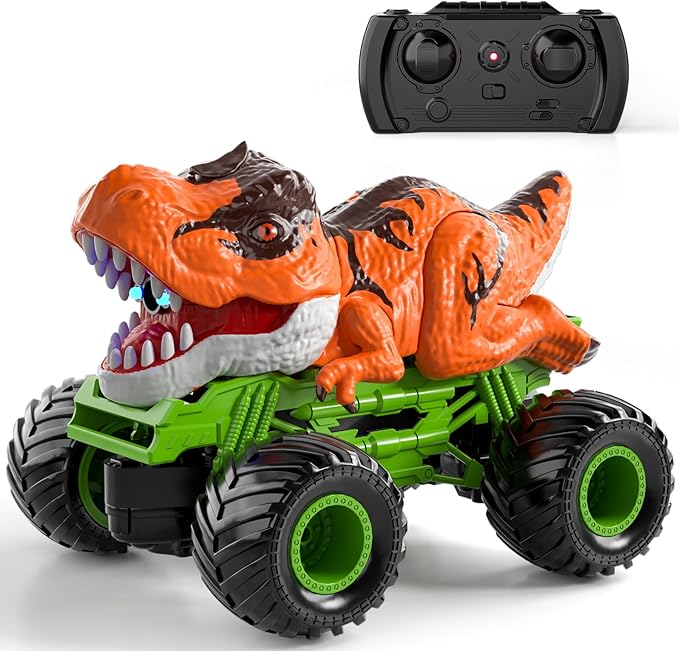 Bennol Remote Control Dinosaur Car for Boys Kids, 2.4Ghz RC Dinosaur Truck Toys for Toddlers, Electric Hobby RC Car Toys with Light & Sound Spray Birthday Gift for 3 4 5 6 7 8 Year olds Kids Boys