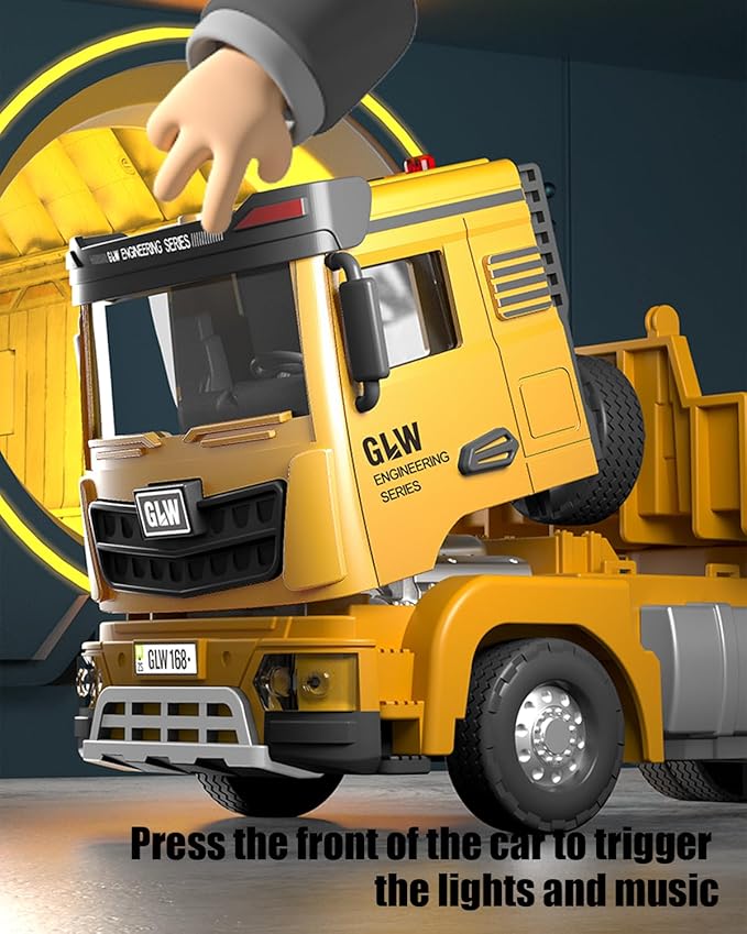 Junbinwon&NP Engineering Construction Truck Toy Vehicle Semi Truck, Excavator, Bulldozer, Alloy Engineering Construction Vehicles Truck Toys w/Lights & Sounds, Model Cars Kids Toys for Boys and Girl