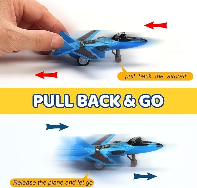 Liberty Imports Pull Back Airplanes Toys Vehicle Playset, Variety Pack of Helicopters, Stealth Bombers, Fighter Jets, Aircraft, Planes for Kids Toddlers Party Favors (18 Pack)