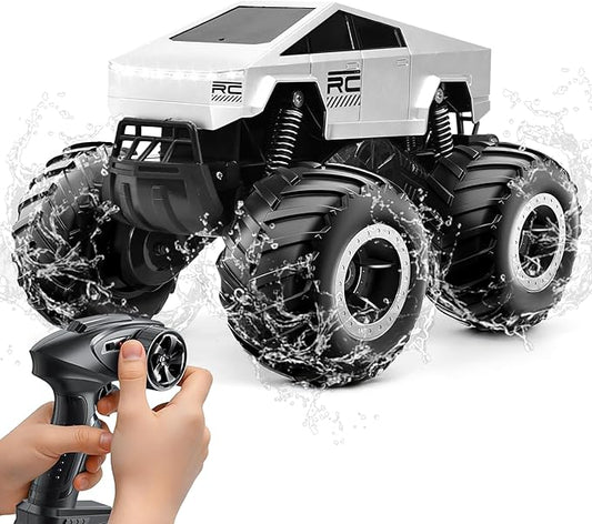 Amphibious Cyber Remote Control Monster Truck for Boys Ages 8-12+, 1:16 Scale 4WD Off-Road Fast RC Car, Waterproof All-Terrain 2.4GHz Stunt Car Pool Toys, Best Birthday Gifts for Kids Ages 8+