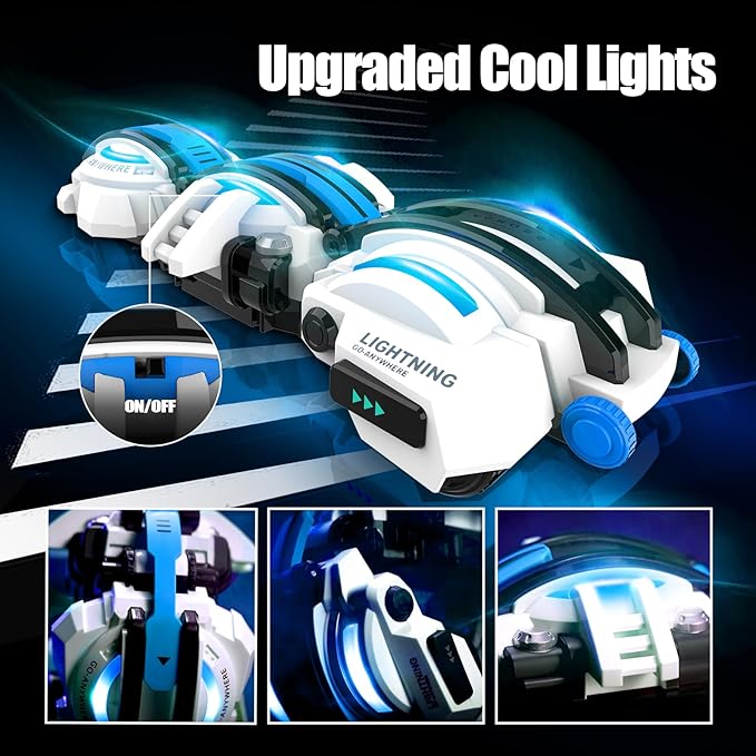 BAZADER RC Car with LED Lights - Remote Control Car Snakes 360° Roll Toy, Birthday for Kids Age 7 8 9 10 11+ Year Old, 2 Batteries 60+min, Indoor/Outdoor Toy for 6-12 yr Teen Boys