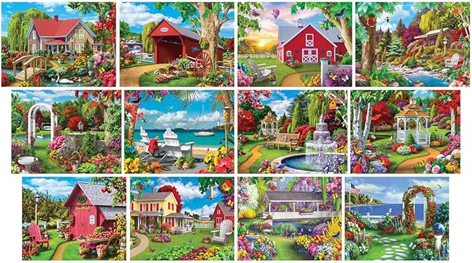 MasterPieces - Jigsaw Puzzle 12-Pack Bundle Set, Folk Art by Artist Alan Giana, Family Fun for Adults and Kids