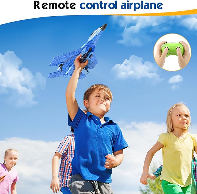 RC Plane, Remote Control Wireless Airplane Toy - RC Plane Remote Control 2CH 2.4Ghz RC Plane with Lights, Remote Control Airplanes Foam RC Fighter Airlane Jet for Adults Kids