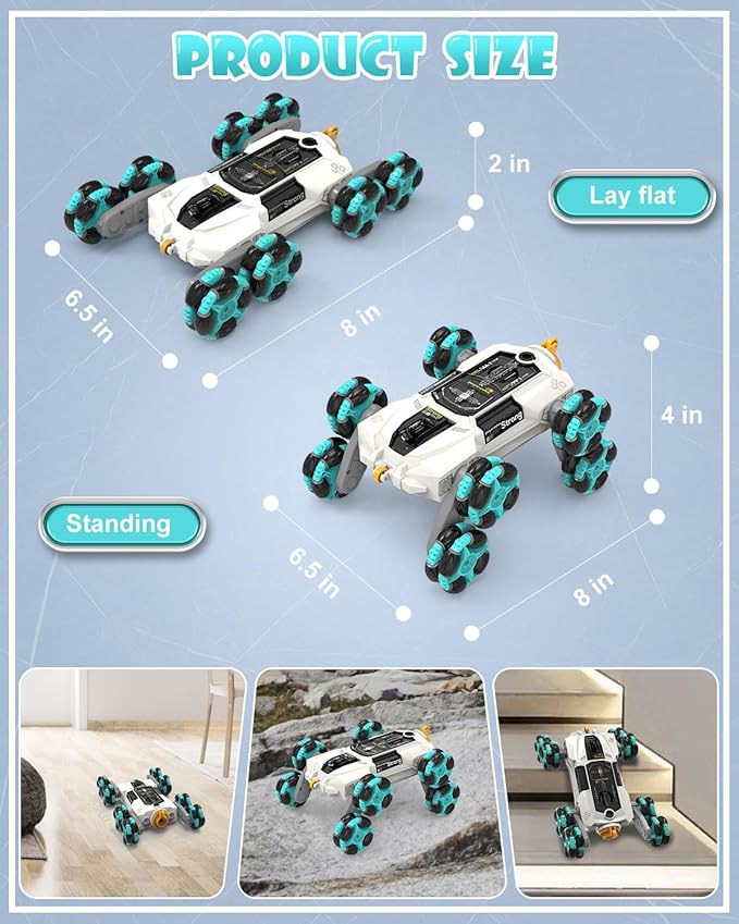 ATHLERIA Gesture Sensing Stunt Rc Cars, 2.4Ghz 8Wd Rechargeable Racing Drift Double-Sided Car, Hand Remote Control Crawler Toy for Boys 8 9 10 11 12 Year Old, Christmas Birthday Party Present for Kids