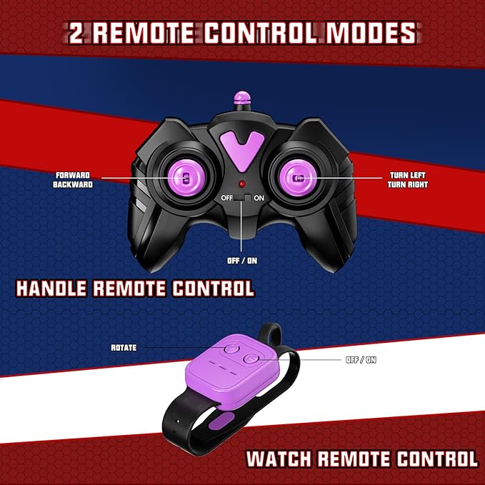 Remote Control Car Toys for Boys & Girls, 4WD Gesture RC Stunt Cars, High Speed RC Truck with Double Sided 360 Flips and Headlights Wheel Lights, Off-Road Stunt Car Toys for Kids 6-12 yr (Purple)