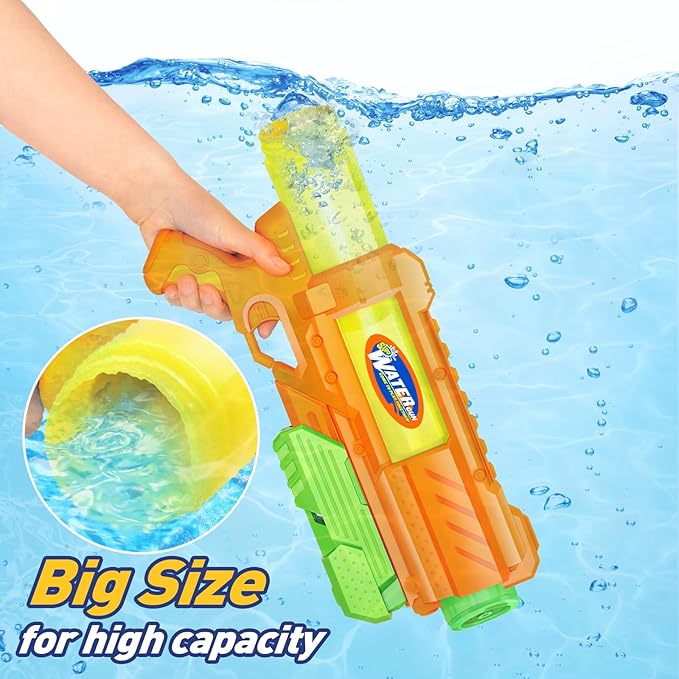 Super Water Gun for Kids Adults: 2 Pack - 1200CC Water Toy Gun Super Water Squirt Blaster Soaker Long Range High Capacity Swimming Pool Beach Outdoor Summer Fun Party Games, Gifts for Boys and Girls