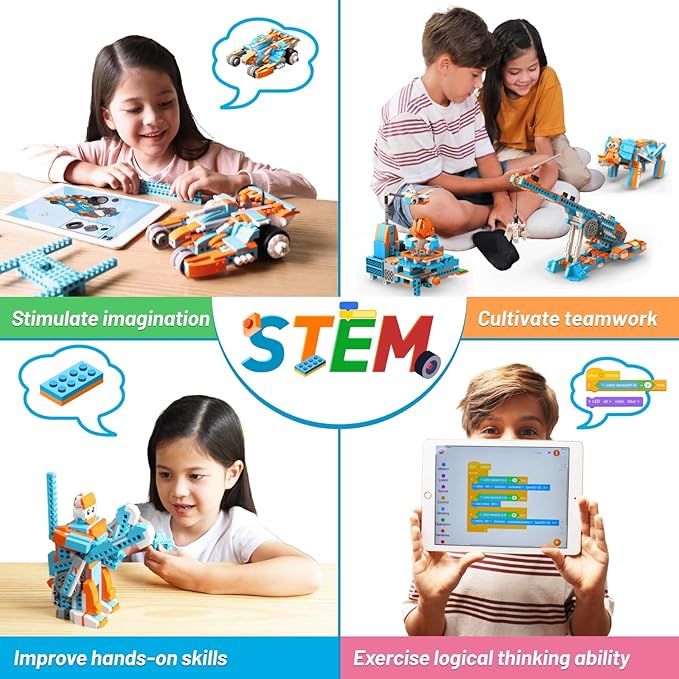 Robot S Robot Building Kit, 10 in 1 Programmable APP RC Airplane Robotics Coding Kit, Includes Large Storage Organizer with Sorting Plate, Birthday Gifts for Boys Girls Aged 7-12 (389 Pcs)