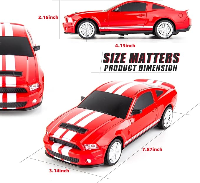 BDTCTK Remote Control 1/24 Ford Mustang Shelby GT500 RC Model Car, Toys for Kids and Adults Red
