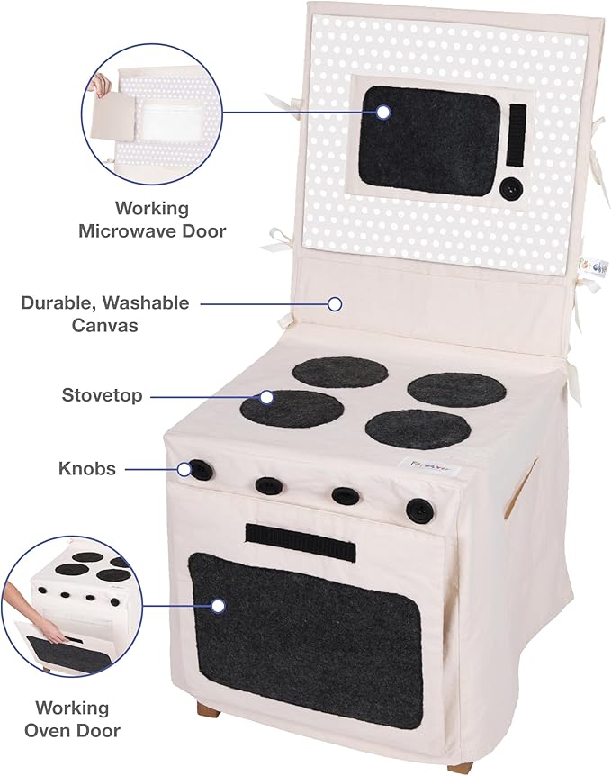 Bake Shoppe Playset -15 Pieces Pretend Play Fabric Kitchen Stove Set - Includes Plush Pretend Food Baked Goods & Accessories - Perfect for Imaginative Role Play for Girls & Boys Ages 3+