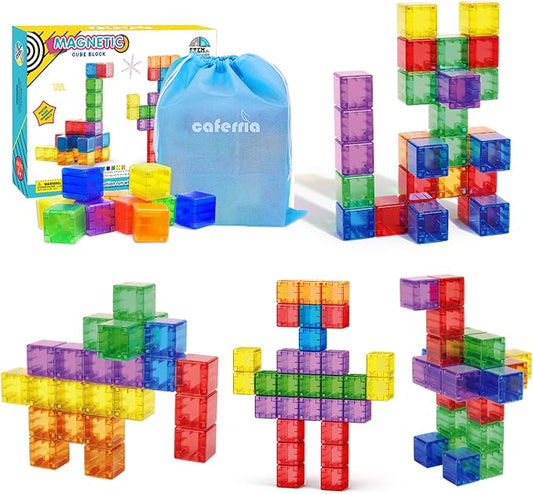 1.38 inch Magnetic Blocks Toddler Toys, 30pcs Translucent Building Blocks Building Toy for Ages 2-4 5-7, Preschool STEM Magnet Sensory Montessori Toys for 2 3 4 5 6 Year Old Boys Girls