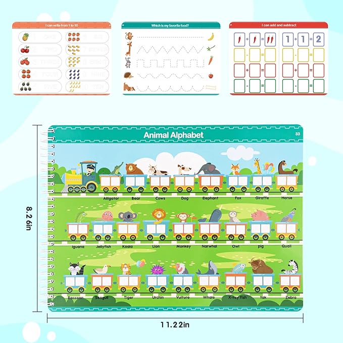 Kindergarten Books for Kids - Toys for 4 5 6 7 Year Old Boys Girls - Handwriting Practice Workbook, Educational ABC Tracing Book with Reusable Activities, Montessori Learning Toys for Kids Ages 4-6