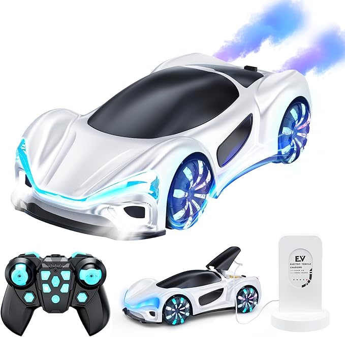 Remote Control Car,RC Drift Car Boys Toys for 4 5 6 7 8 9 10 11 12 Year Old 2.4GHz 360° Rotate RC Cars with Cool Lights, Music & Spray Effects Cool Birthday Presents Gifts for Kids & Boys 4-12