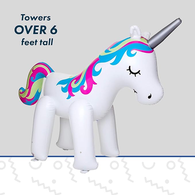 BigMouth Inc. Ginormous Inflatable Unicorn Sprinkler, Outdoor Summer Water Game & Splash Toy for Yard, 6 Feet Tall