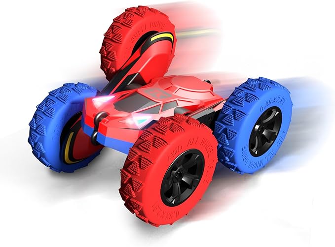 Threeking RC Stunt Car Remote Control Cars with Lights Double-Sided Driving Indoor Outdoor Toys Gifts Presents for 6 7 8 9 10 11 12 Year Old Kids Boys Girls