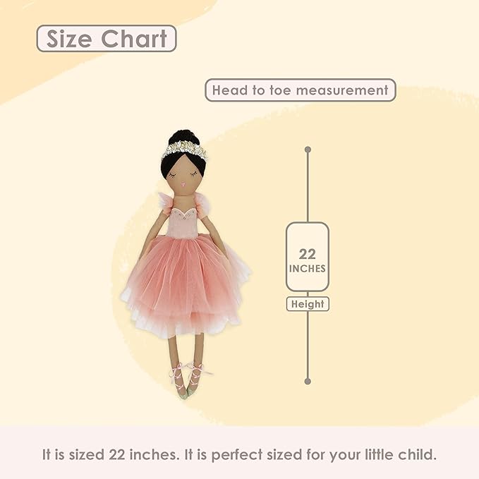 MON AMI Juliet The Prima Ballerina Stuffed Doll - 22”, Plush Ballerina Doll for Girls, Use as Toy or Room Decor for Kids of All Ages