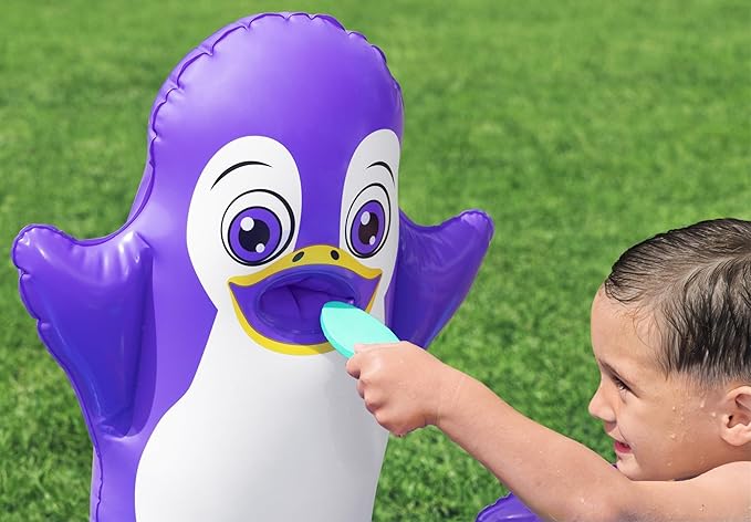 Bestway H2OGO! Polar Pals Kids Inflatable Water Play Center (53" x 51.5" x 28.5") | Outdoor Summer Pool Toy for Children Ages +2