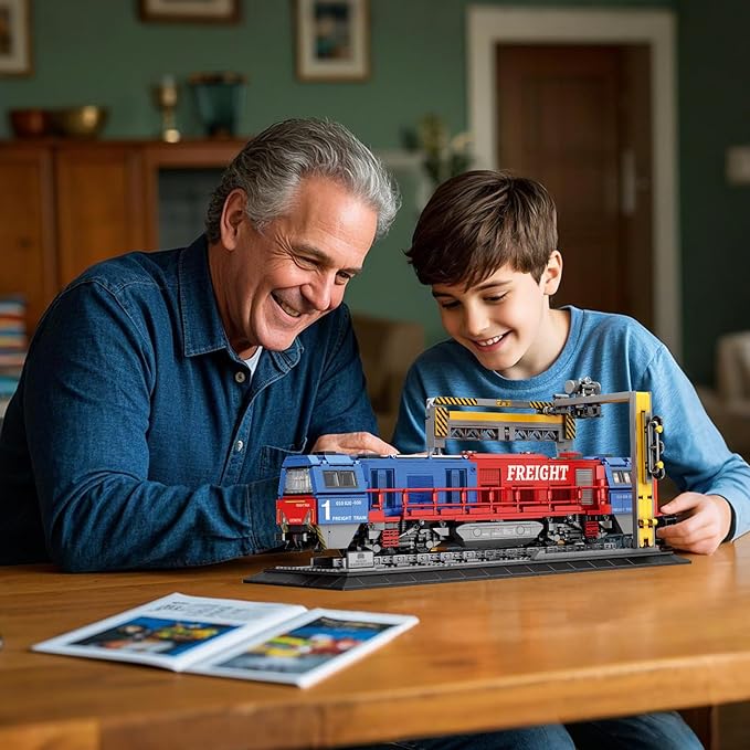 Train Building Sets with Base,G2000 Freight Train,Locomotive City Truck Model Kit 66021,Model for Adult Car Lovers,Gift Ideas for Girls Boys Home Décor,1980 PCS