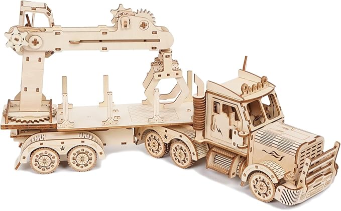 3D Wooden Puzzle for Adults, Wooden Mechanical Truck Crane Puzzles, DIY Model Building Kit Handicraft Wood Craft Hobbies Toy, Birthday for Hobbyist Teens Family Women Men, 428 Pieces