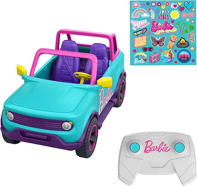 Barbie Hot Wheels RC SUV, Remote-Control Pink Vehicle That Fits 2 Fashion Dolls & Accessories, Includes Kid-Applied Stickers for Customization