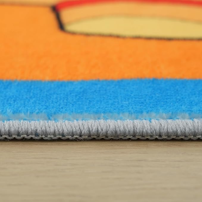 Hudson Comfort Classroom Rug 9x12 - Rugs for Elementary, Daycare, Nursery, and Playroom - Super Soft Non-Slip Carpet - Kids Fun Floor Mat for Playtime (Rocket)