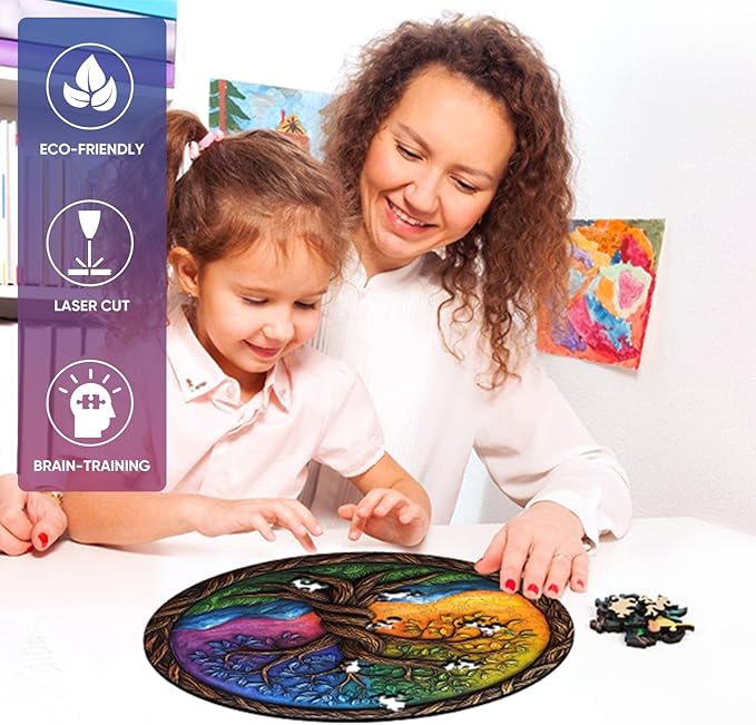 Tree of Life Puzzles for Adults,200 Pieces Wooden Jigsaw Puzzles for Adults and Kids,Extra Thick 5MM,Unique Irregular Shape Tree Puzzles,Family Game Birthday Gifts,11.2x11.2Inches