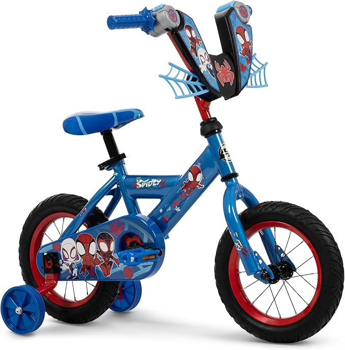 Huffy Disney and Marvel 12/16 Inch Boy's Bike for Kids, Multiple Color Options and Designs Available, Ideal for Ages 3+ Years Old, Removable Training Wheels, Adjustable Seat, Simple Coaster Brake
