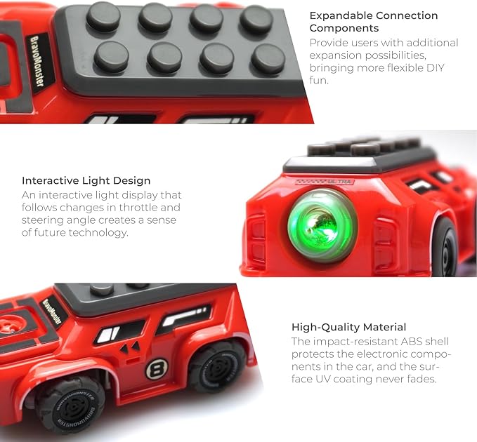 Micro RC Car 1:72 Full Proportional Hall Sensor Mini Remote Control Racing Car for Desktop on Track Play with Expandable Components, Gifts for Adults and Kids with Rechargeable Battery