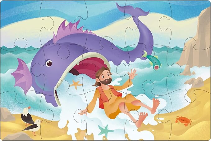 Bible Puzzles for Kids, 4-in-1 Wooden Jigsaw Puzzles in Box 15 Piece Each, Christian Religious Toys for Kids, Noah’s Ark | Daniel in The Lion’s Den | David and Goliath (Old Testament)