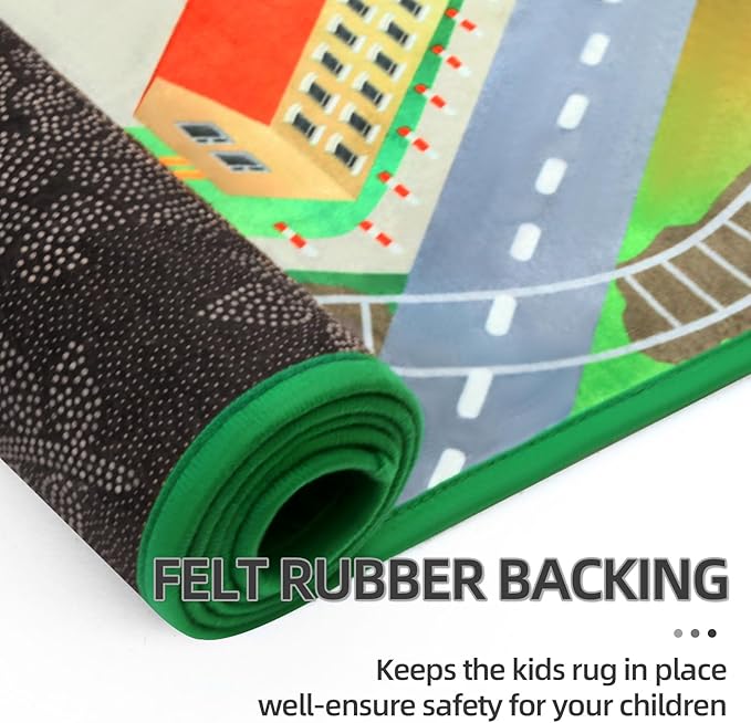 Large Kids Carpet Play Mat Rug for Playroom, 60'' x 84'’ Car Rugs Mat for Kids Toy Cars, City Life with Road Traffic Playmat Rugs Great for Kids Bedroom Play Room Boy Room Decor, Grey