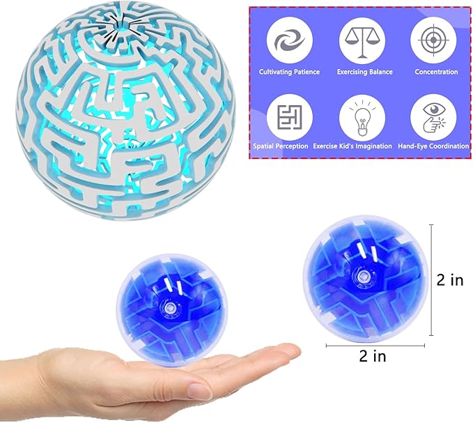 50 Pack 3D Puzzle Ball Brain Games Toy, Mini Puzzle Ball Games for Kids Ages 6 7 8-10 Boys Girls Adults, Brain Teaser Fidget Toys, Magic 3D Maze Ball for Boys Girls Birthday Gifts Classroom Prize