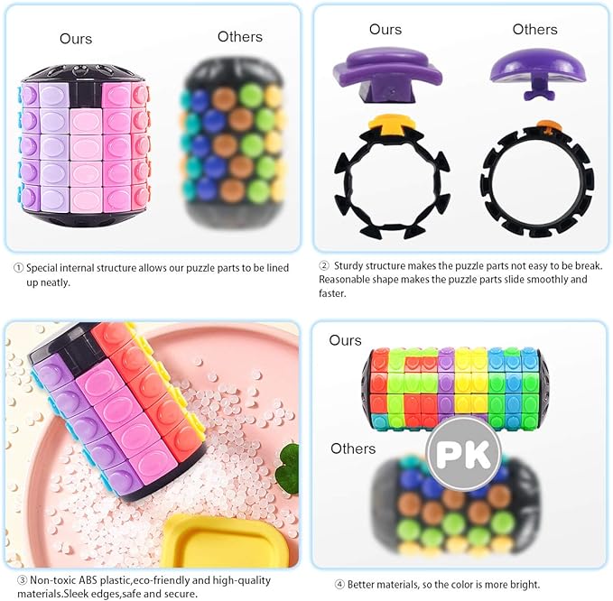 R.Y.TOYS Rotate and Slide Puzzle-Design Patent,Fidget Toys(Restore Order/Create Patterns) 8 Colors,4 Layers-Detach Piece for Quick Play,Brain Teaser,Sensory Toys,Birthday Gifts,Easter Basket Stuffers