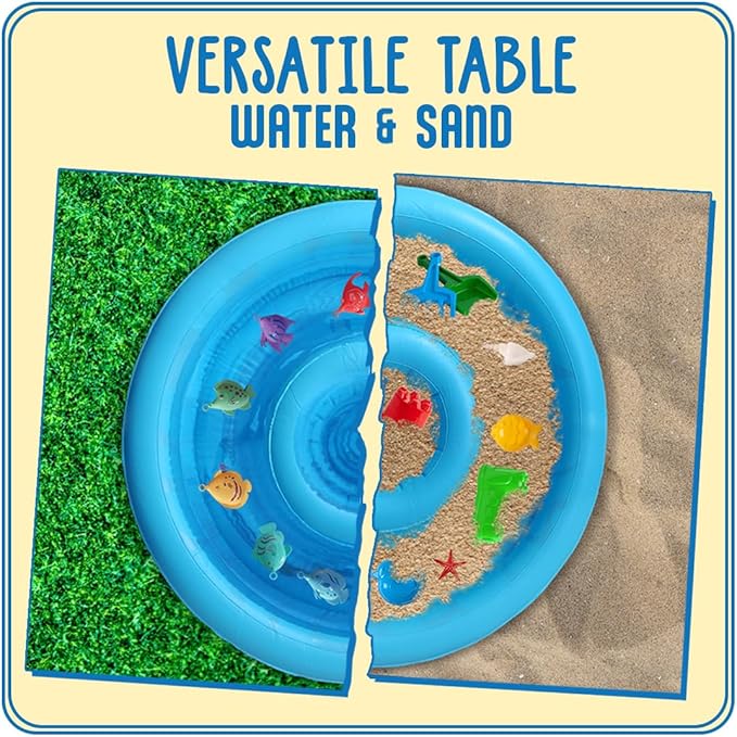 SplashEZ Baby Water Table, Kids Outdoor Water Table, Toddler Outside Inflatable Activity Playset with Fishing Game Pole & Toys for Toddlers, Splash Pond for Summer, 9 Piece Outdoor Toy Set