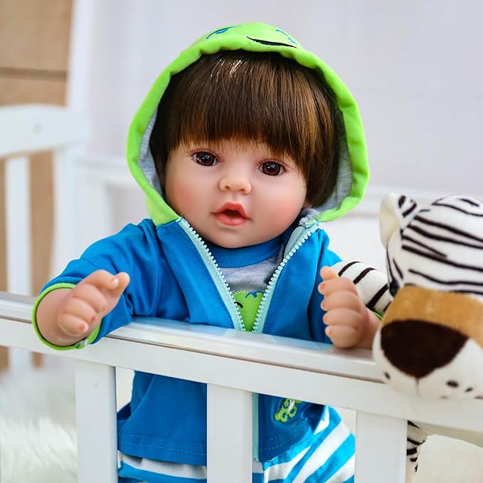 CHAREX Realistic Reborn Baby Dolls Lifelike Weighted Reborn Boy 18 inch Toddler Soft Body Toy Giraffe Gift Set