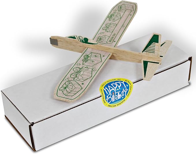 Guillow's 12" Balsa Glider Planes: Happy Birthday - 6 Pack Bundle - Flying Airplane Building Kit, Assemble & Decorate Wooden Gliders, Party Craft Kids Ages 8+