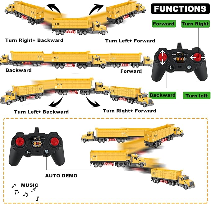 Remote Control Semi Truck with Trailer -24 Inch Semi Truck Toy for Kids,1:24 Container Truck with LED Lights & Music, Great Gift for Boys Girls