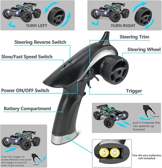 HAIBOXING RC Cars Hailstorm, 36+KM/H High Speed 4WD 1:18 Scale Waterproof Truggy Remote Control Off Road Monster Truck with Two Rechargeable Batteries, All Terrain Toys for Kids and Adult