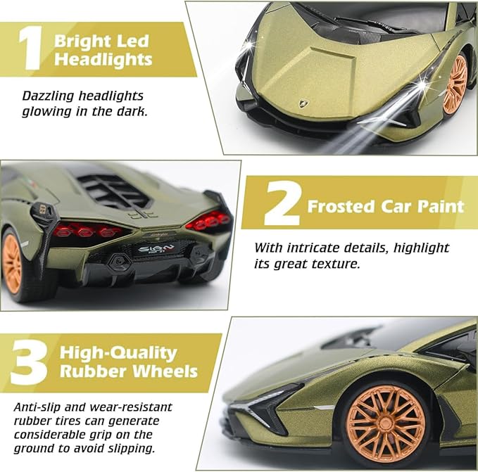 QUN XING Remote Control Car 1:24 Officially Licensed 2.4GHZ Rc Cars Lambo Sport Racing Toy Car for Kids Boys 4-7 Years Birthday Gift, Green