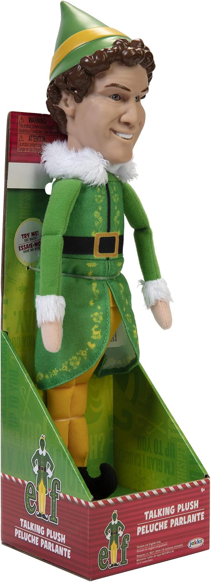 Jakks Holiday Elf Buddy The Elf Talking Plush with 15 Phrases Approximately 12-Inches in Height